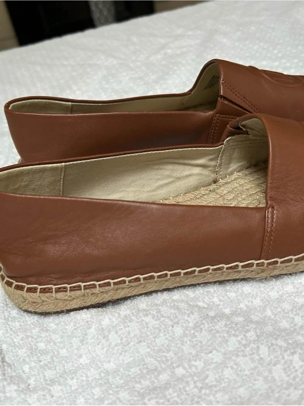 Michael Kors Cognac Leather MK Espadrille Flats